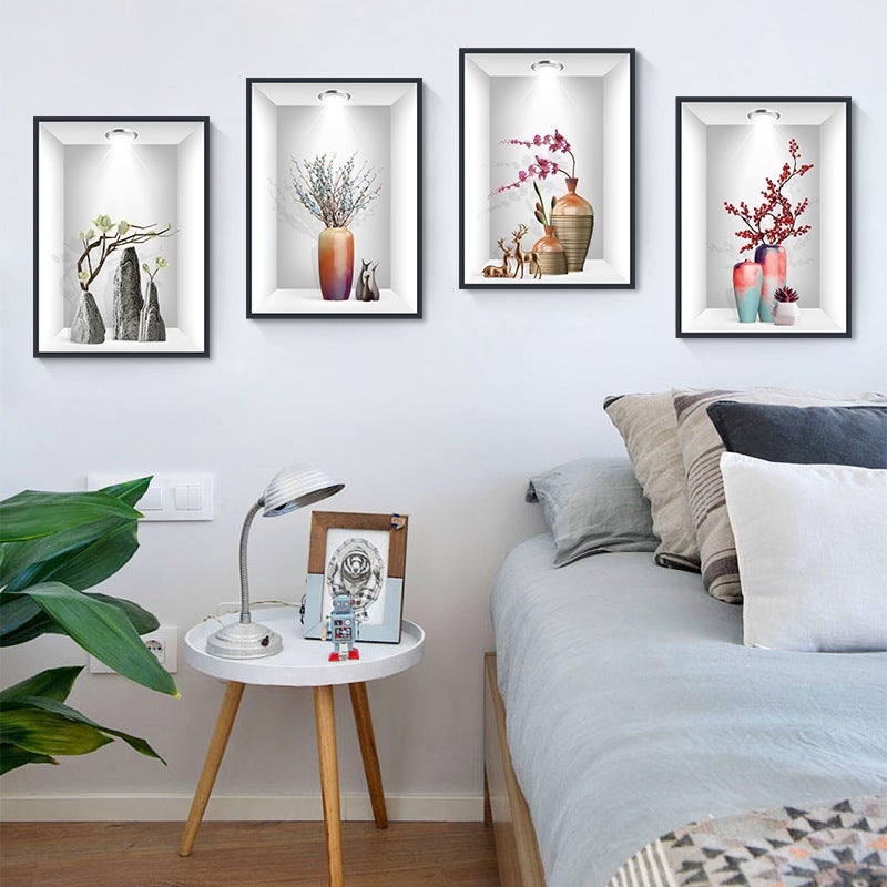 Travel Kang Ch39135Ab Warm Time Living Room Simple Vase Decorative Stickers Sofa Bedside 3D Plant Mural - Image 3
