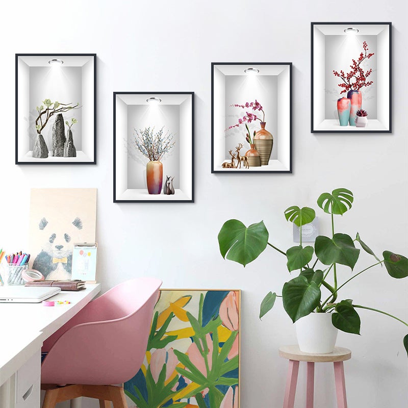Travel Kang Ch39135Ab Warm Time Living Room Simple Vase Decorative Stickers Sofa Bedside 3D Plant Mural - Image 4
