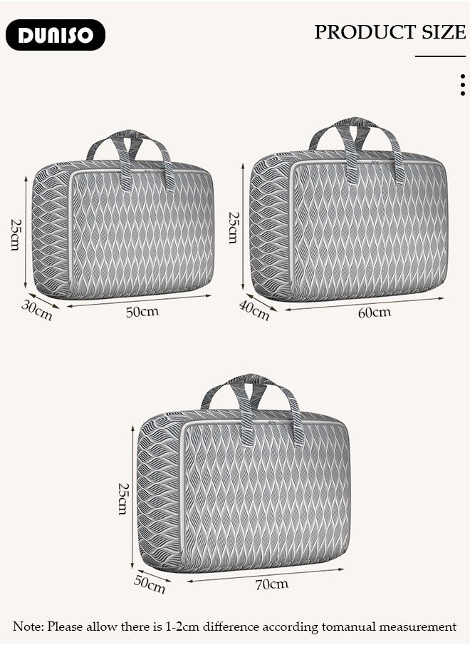 DUNISO Extra Large Moving Bags, 3Pcs Large Storage Bag with Zip, Waterproof Clothes Storage Bags, Tote Bags with Reinforced Handles for Under Bed Storage, Clothes, Bedding, Traveling  - Image 2