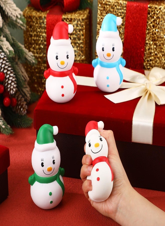 Poen 12 Pcs Christmas Squeeze Snowman Stress Ball Unique Novelty Squeeze Relief Sensory Stress Relief Gifts for Christmas Compact Holiday Presents(Green, Red, Blue) - Image 3