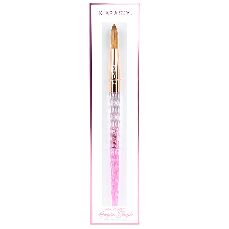 Kiara Sky Pink Crystal Acrylic Nail Brush - Professional Nail Cleaner Tool - Nail Kolinsky Brush for Women - 100% Kolinksy Hand Crafted Nail Tools - Long Lasting Nail Cleaning Brush, #12 - Image 2