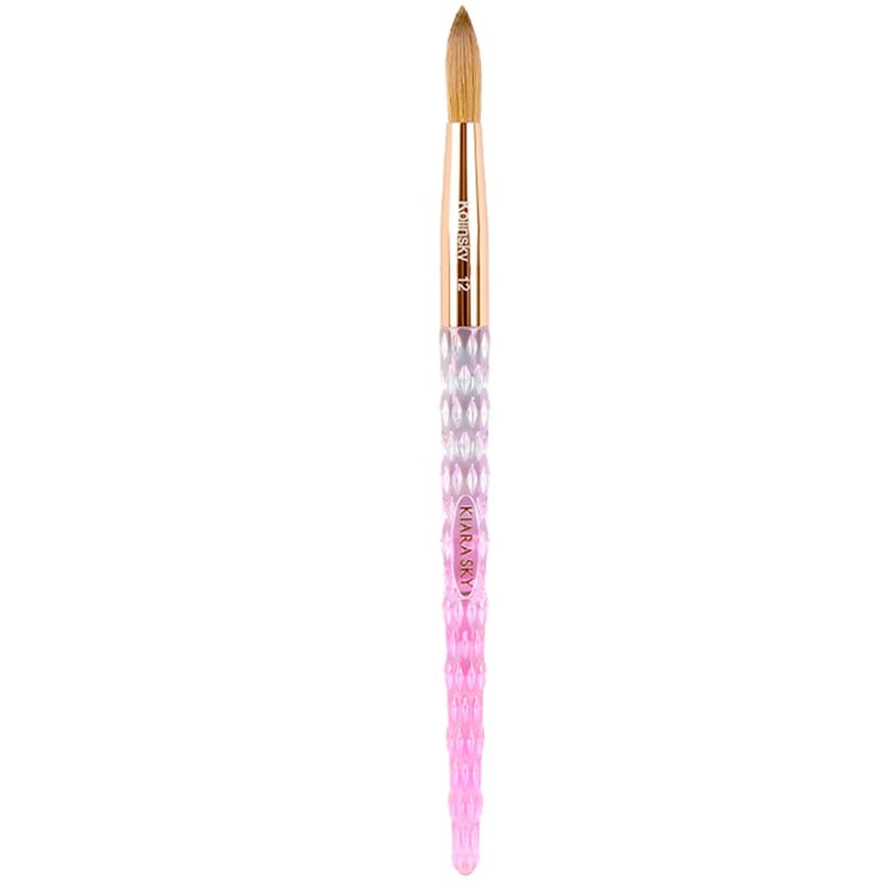 Kiara Sky Pink Crystal Acrylic Nail Brush - Professional Nail Cleaner Tool - Nail Kolinsky Brush for Women - 100% Kolinksy Hand Crafted Nail Tools - Long Lasting Nail Cleaning Brush, #12 - Image 1