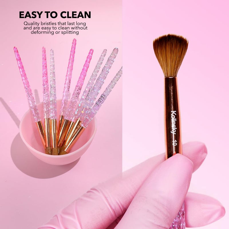 Kiara Sky Pink Crystal Acrylic Nail Brush - Professional Nail Cleaner Tool - Nail Kolinsky Brush for Women - 100% Kolinksy Hand Crafted Nail Tools - Long Lasting Nail Cleaning Brush, #12 - Image 4