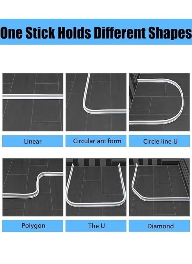 MLADEN - Collapsible Bathroom Threshold Water Dam Barrier, Silicone Self-Adhesive Shower Edge Water Barrier Water Retaining Strip Water Flow Block Seal Strip,Shower Water Blocker Retention System,Dry and Wet Separation for Bathroom and Countertop Sink,39in - Image 1
