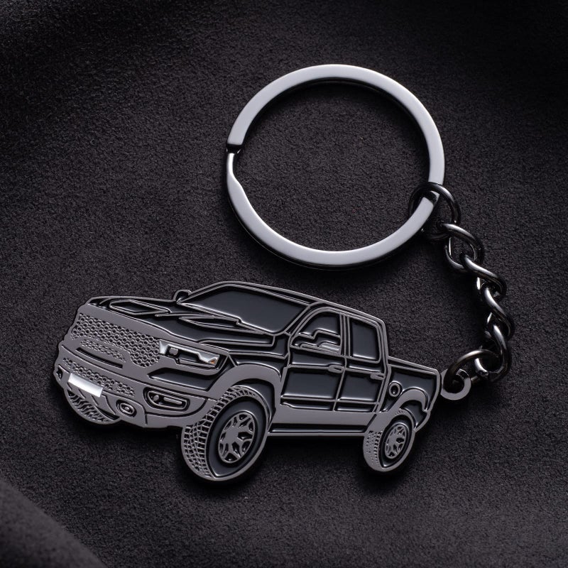 SINLAKUA Car Keychain for Dodge Ram 2023 2022 1500 TRX Key Chain Fob Cover Cool Mods Accessories 2"x1.3" Black - Image 2
