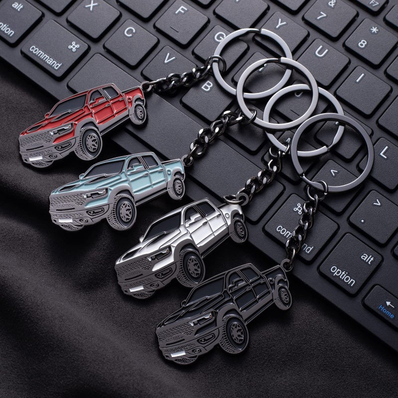 SINLAKUA Car Keychain for Dodge Ram 2023 2022 1500 TRX Key Chain Fob Cover Cool Mods Accessories 2"x1.3" Black - Image 5