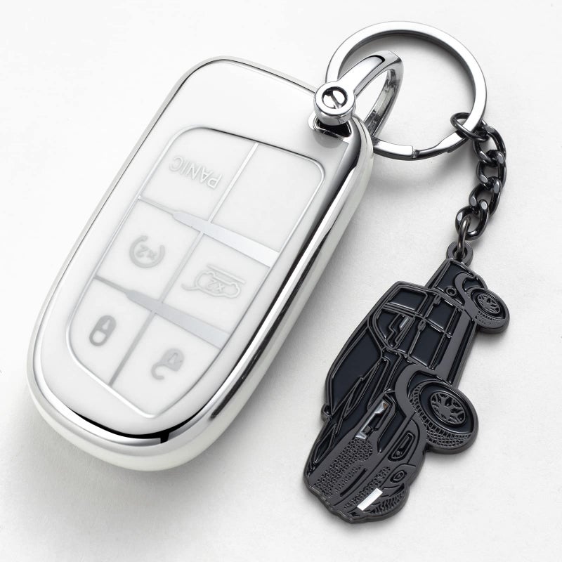 SINLAKUA Car Keychain for Dodge Ram 2023 2022 1500 TRX Key Chain Fob Cover Cool Mods Accessories 2"x1.3" Black - Image 3