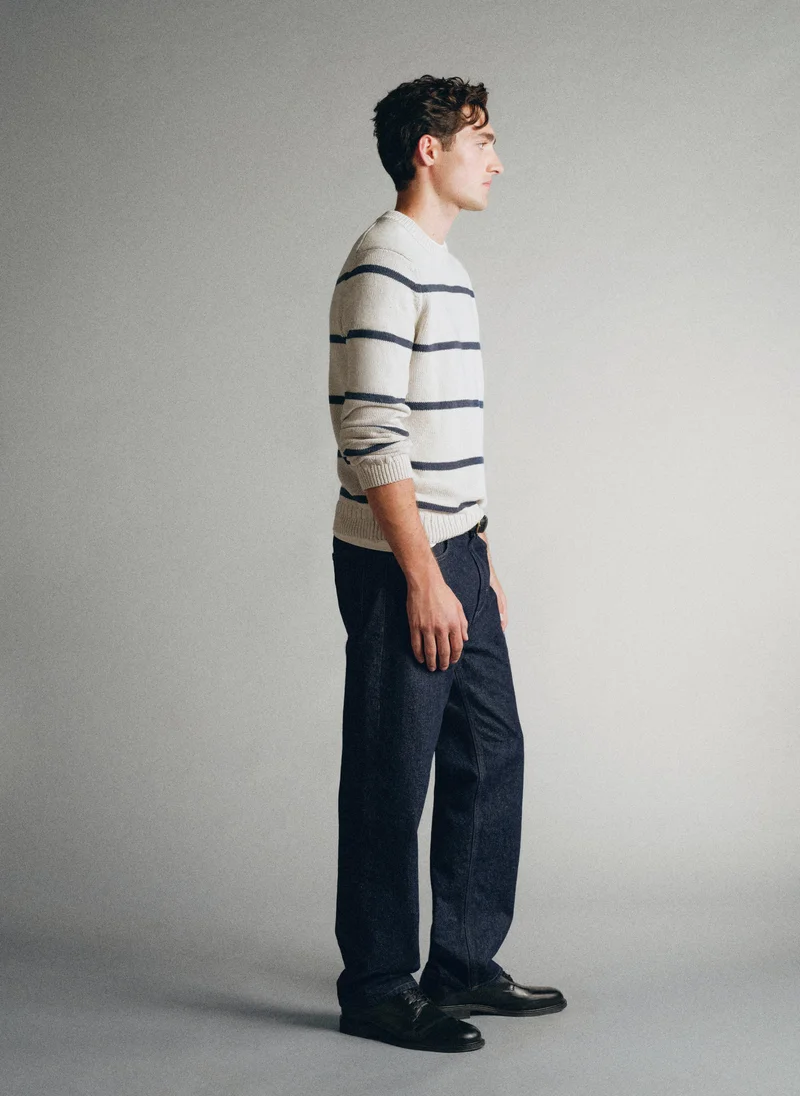 Mango Man  100% cotton striped jumper, Pinori Filati yarn for Men | Best Price UAE