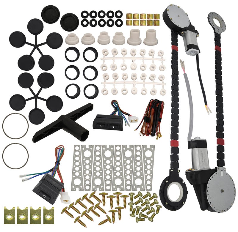 Universal Electric Power Window Lift Roll Up Regulator Conversion Kit 2 Electric Windows Motors 2 Switches 3 Harness for 2 Door Pickup SUV Truck Van CarElectric Window Lift Kit