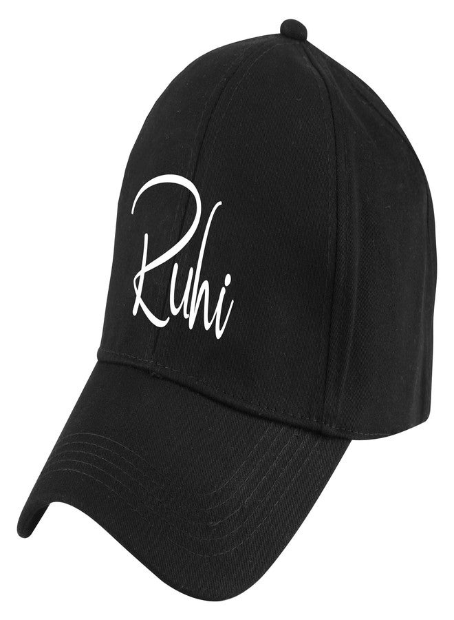 AICA Personalised Name Cotton Cap for Men & Women - Adjustable Strap, Free Size (Black) | Gifts for Men - Image 2