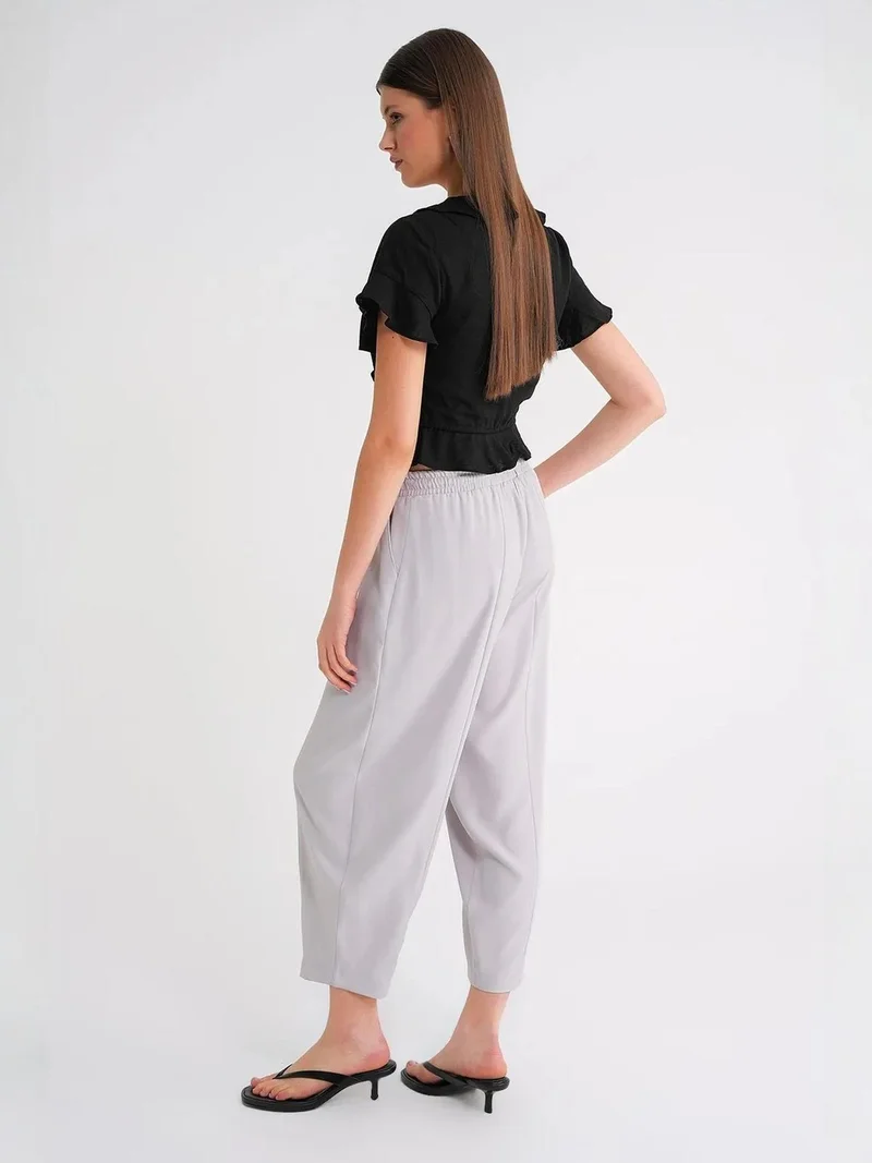 MixRay Grey Mixray Salwar Fit Drawstring Pants for Women | Best Price UAE