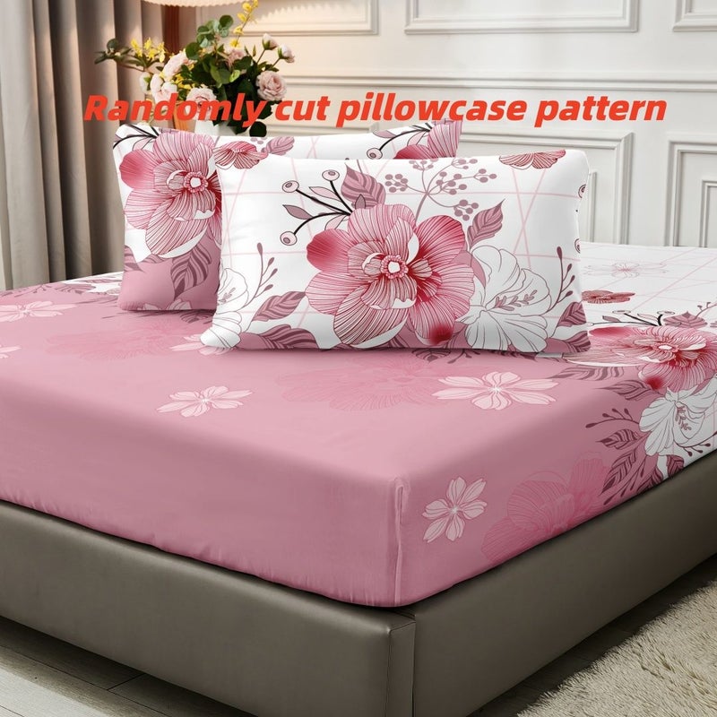 Twin Size Color Romantic Pink 3 Piece Bedding Set Classic Elegant Wrinkle Resistant Elastic 360 Degree Coverage - Image 4