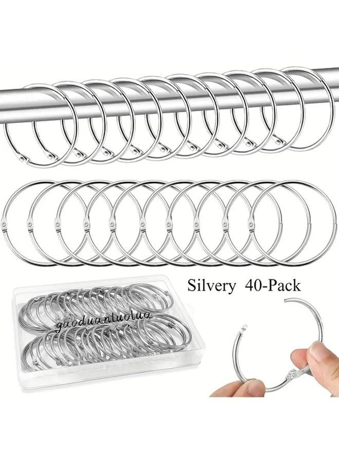 40 Pack Silvery Metal Curtain Rings 50mm Opening For Shower And Curtain Rod - Image 1