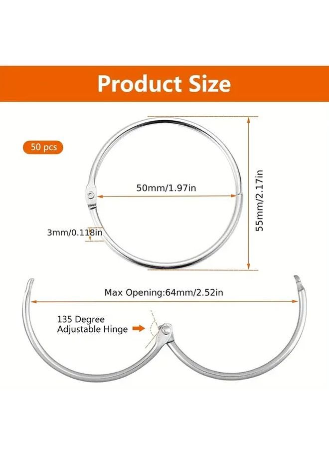 40 Pack Silvery Metal Curtain Rings 50mm Opening For Shower And Curtain Rod - Image 4