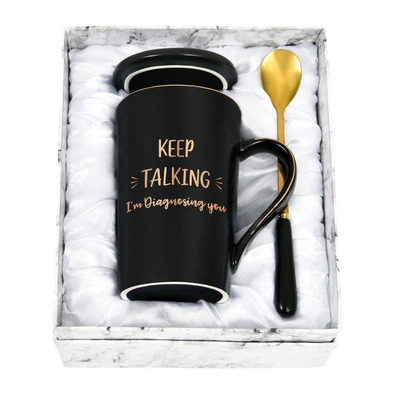 Cabtnca Keep Talking Im Diagnosing You Mug Therapist Psychology Gifts Christmas Gifts for School Psychologist Psychologist Counselor Gift for Men Women Mental Health Mug 14 Oz Black