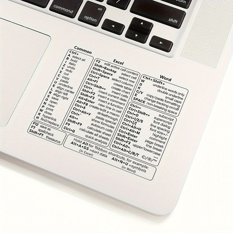 1 قطعة غطاء لوحة مفاتيح شفاف من مادة PET مع إرشادات اختصارات Excel وWord وWindows للعاملين في المكاتب، مصنوع من PVC - Image 2