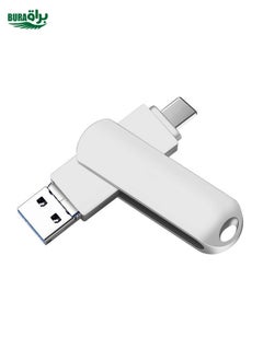 BURAQ 256GB USB 3.0 + 8 Pin + USB-C / Type-C 3 in 1 Phone Computer Rotatable Metal U-Disk  - Image 1