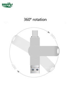 BURAQ 256GB USB 3.0 + 8 Pin + USB-C / Type-C 3 in 1 Phone Computer Rotatable Metal U-Disk  - Image 4
