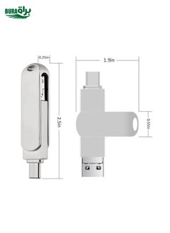 BURAQ 256GB USB 3.0 + 8 Pin + USB-C / Type-C 3 in 1 Phone Computer Rotatable Metal U-Disk  - Image 3