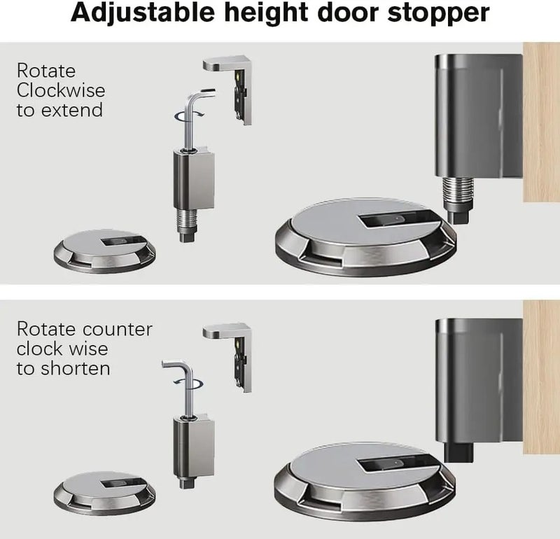 Bluejw Upgraded Door Stopper Punch-Free Mechanical Silent Floor Door Stop - Heavy Duty Adjustable Door Stops Tools Catch Holder - Image 3