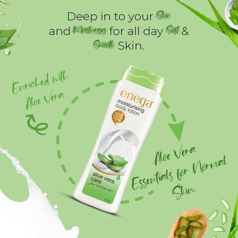 Enega Aloe Vera Care for Normal Skin Non Grassy Deep Nourish Moisturizing Body Lotion for Men Women 500 ML Pack of 1 - Image 4