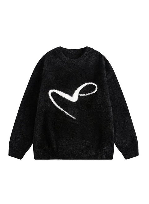 Black XL hoodie with white heart print - a modern style and a comfortable touch for your everyday life