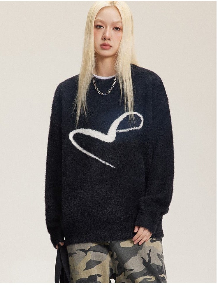 Generic - Black XL hoodie with white heart print - a modern style and a comfortable touch for your everyday life - Image 1