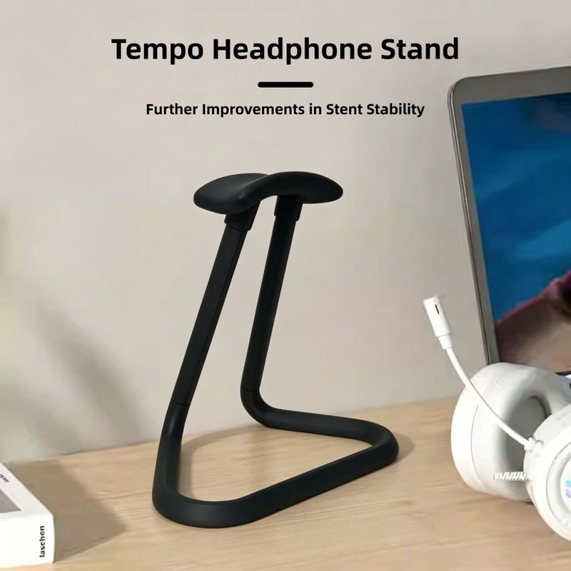Black Ergonomic Arc Headphone Stand Universal Anti Slip Durable Storage - Image 5