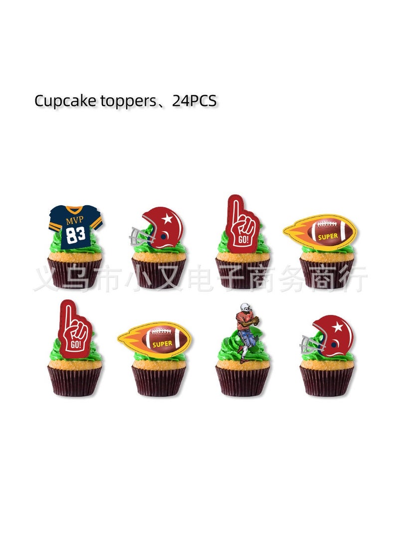 Arabest Super Bowl rugby American Football childrens birthday party tableware paper plate tissue tablecloth decoration party supplies Small socket 24PCS-Rugby 