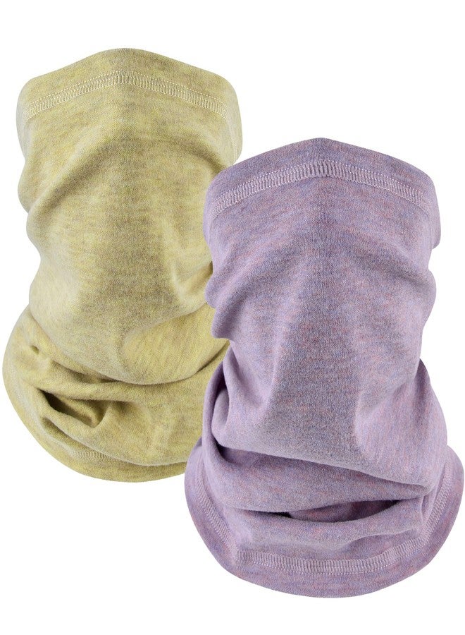 EXski Winter Neck Gaiter Warmer, Soft Fleece Face Mask Scarf for Cold Weather Skiing Cycling Outdoor Sports, 2 Packs (Yellow+light Purple), One size - Image 1