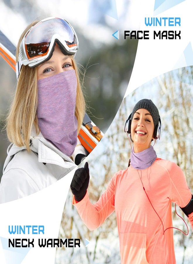 EXski Winter Neck Gaiter Warmer, Soft Fleece Face Mask Scarf for Cold Weather Skiing Cycling Outdoor Sports, 2 Packs (Yellow+light Purple), One size - Image 5