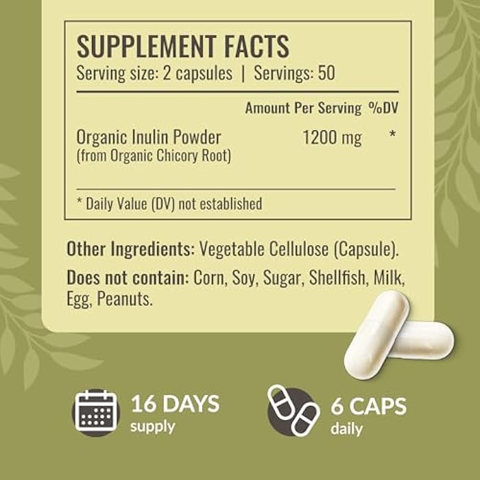 HERBAMAMA Inulin Powder Capsules 1200mg - Digestive Support & Gut Cleanse with Inulin Prebiotic Fiber - Vegan, Non-GMO Chicory Root Powder Supplement - Image 3