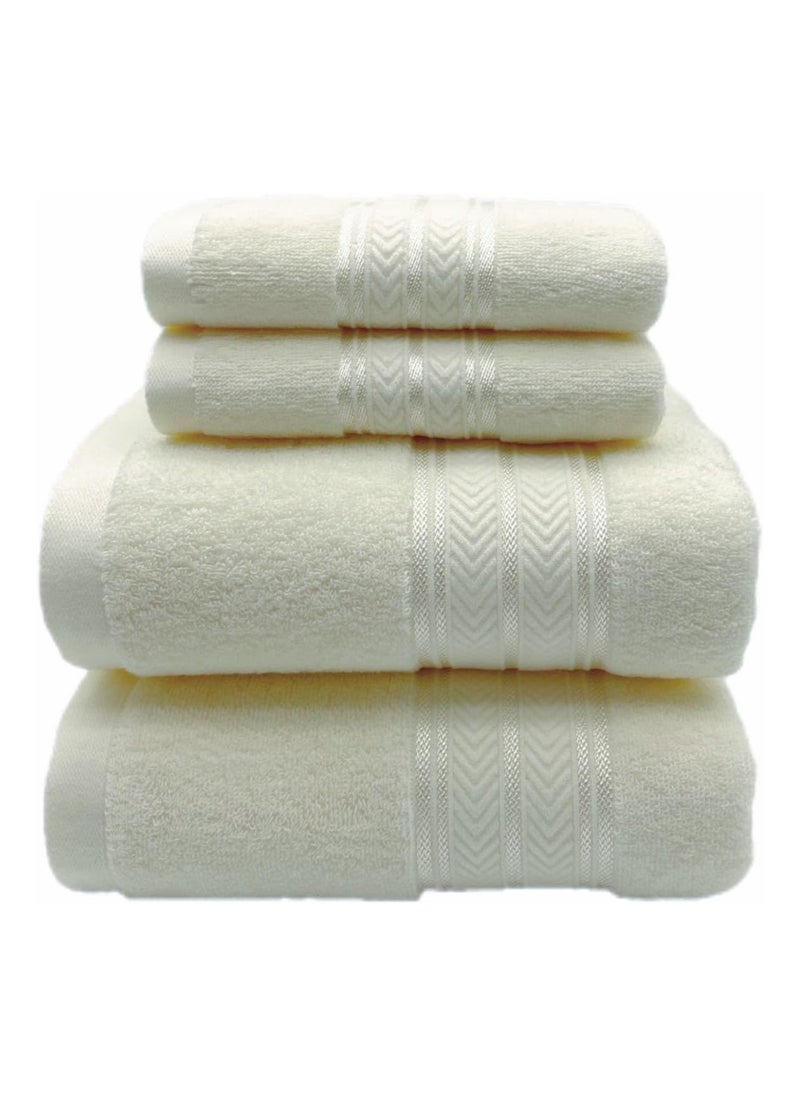 Generic Soft Luxury Cotton Bath Towel Set Size 2* (70 * 140cm)2*（35*75cm） High Water Absorption Quick Drying Daily Durable Hotel Bathroom Spa (Beige, 4 piece towel set)  - Image 1