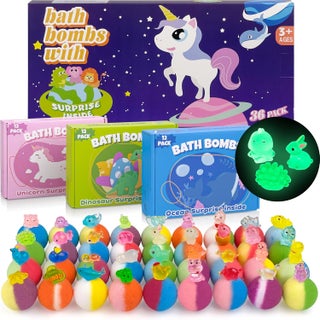 Bath Bombs for Kids with Toy Inside 36 Pcs Bath Bombs with Glow in The Dark Dinosuar Animal and Ocean Surprise Inside Handmade Organic Bubble Bath Ball Gift Set for Birthday Halloween Christmas - pzsku/Z4C6AB4DC32D1D18B7C6AZ/45/_/1742913486/09b45bb2-9b89-436f-affb-1f6396812ff1