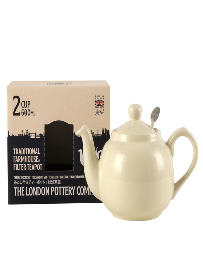 London Pottery Farmhouse Teapot with Infuser, Ceramic, Ivory, 2 Cup (600 ml) [Parallel Imported Product] - Image 1