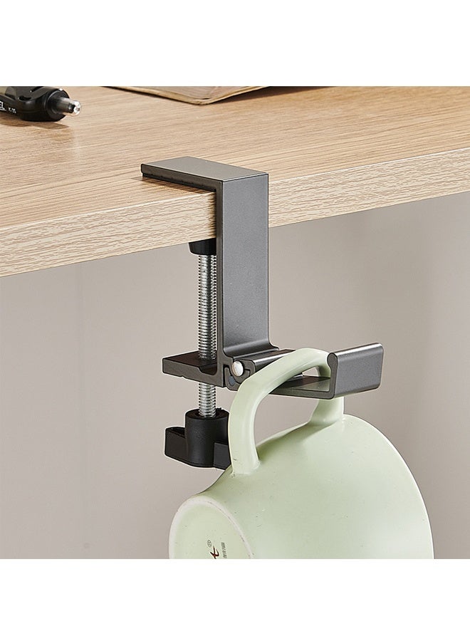 HOMESTAR Foldable Clamp-On Desk Mount Bag Holder Hook ，Headphone Stand for Desk, Foldable Headphone Holder - Headset Stand Hook Mount, Under Desk Clamp for Office, Computer, Student Class Table, Handmade Table ﻿ - Image 3