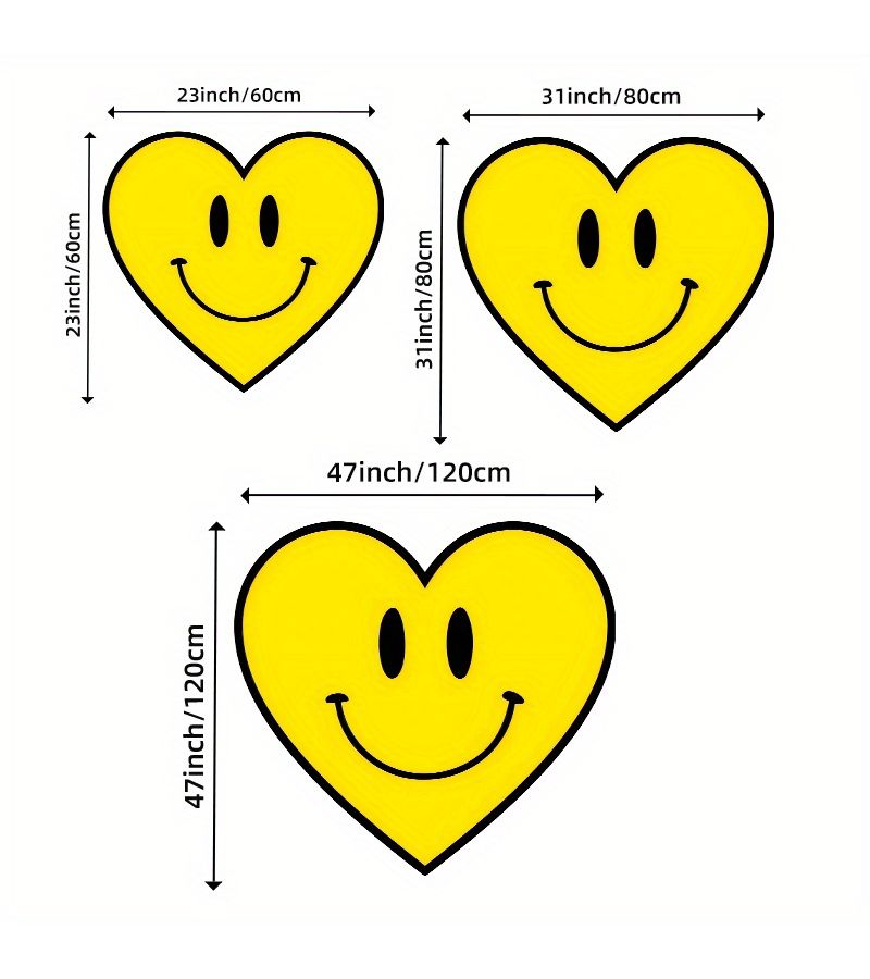 1 Pc Valentine S Day Smile Yellow Love Rug Heart Shaped Non Slip Washable Bathroom Mat 31 By 31 Inch Decorative Kitchen Floor Mat For Bedroom Shower - Image 4