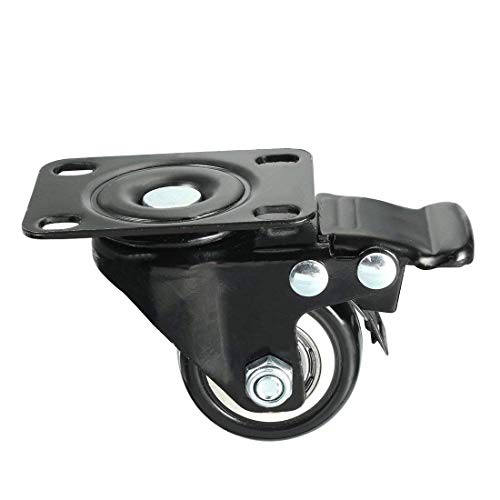 INDIAN DECOR 41250 Trolley Brake Swivel Caster, 2 Inch Polyurethane Wheel, Top Plate, Double Bearing, 4 Pack (2 nos with Brakes and 2 nos Without Brakes) - Image 4
