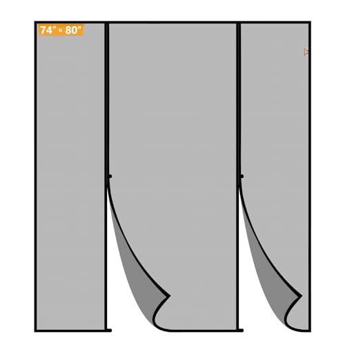 Yotache Magnetic Screen Door Fit Doors 74"x80", Screen Size 76"x81" Double-Sided Opening Reinforced Mesh with Strong Magnets for Sliding Door, Large Front/Back Patio Doors - Image 1
