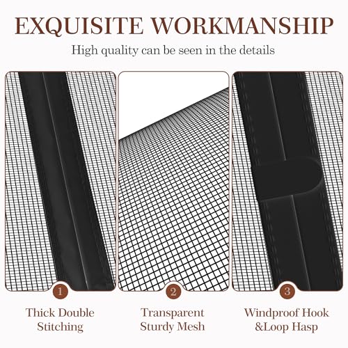 Yotache Magnetic Screen Door Fit Doors 74"x80", Screen Size 76"x81" Double-Sided Opening Reinforced Mesh with Strong Magnets for Sliding Door, Large Front/Back Patio Doors - Image 5