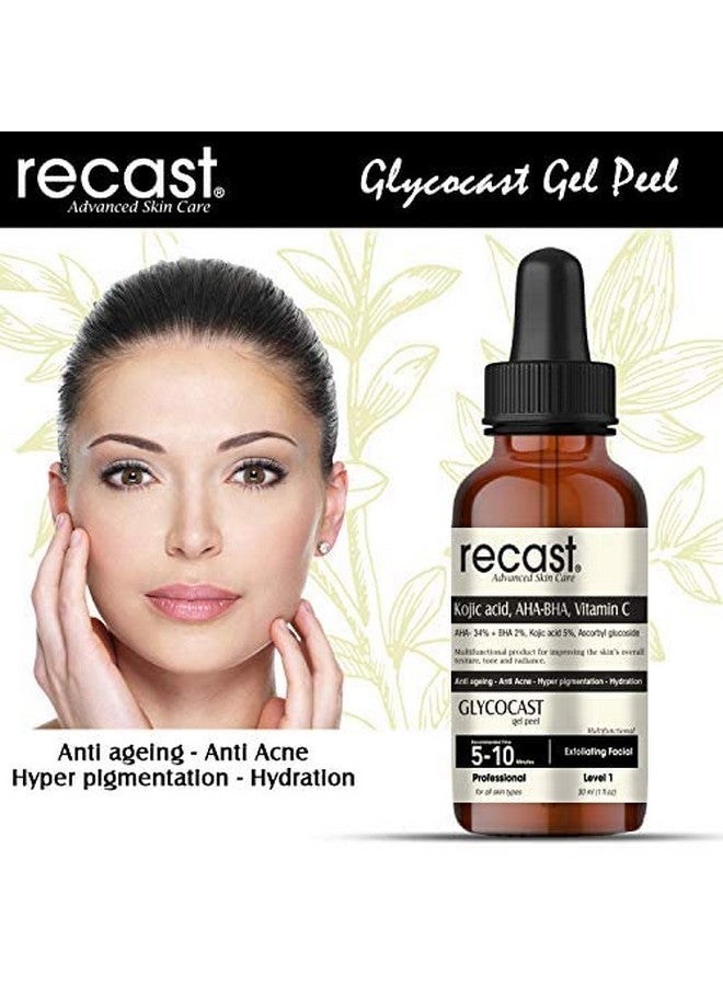 RECAST محلول تقشير حمض كوجيك 5% AHA 34% BHA 2% فيتامين C جل تقشير تركيبة جليكوكاست لمكافحة الشيخوخة وحب الشباب والتصبغات والندبات 30 مل - Image 2