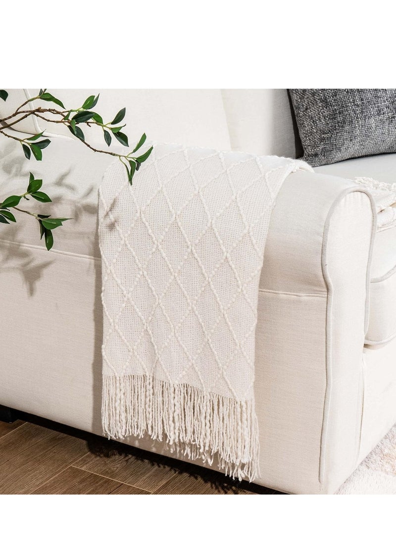 TRASSLE Knitted Throw Blankets for Couch and Bed,Soft Cozy Knit Blanket with Tassel,Lightweight Decorative Blankets and Throws,Farmhouse Warm Woven Blanket for Men and Women  - Image 3