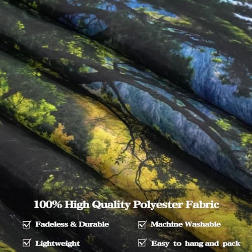 AMM Nature Forest Mountain Tapestry Green Pine Tree Tapestry for Bedroom Aesthetic White Clouds Flowing River Landscape Classroom Tapestries Wall Hanging for Living Room Dorm Office - Image 5