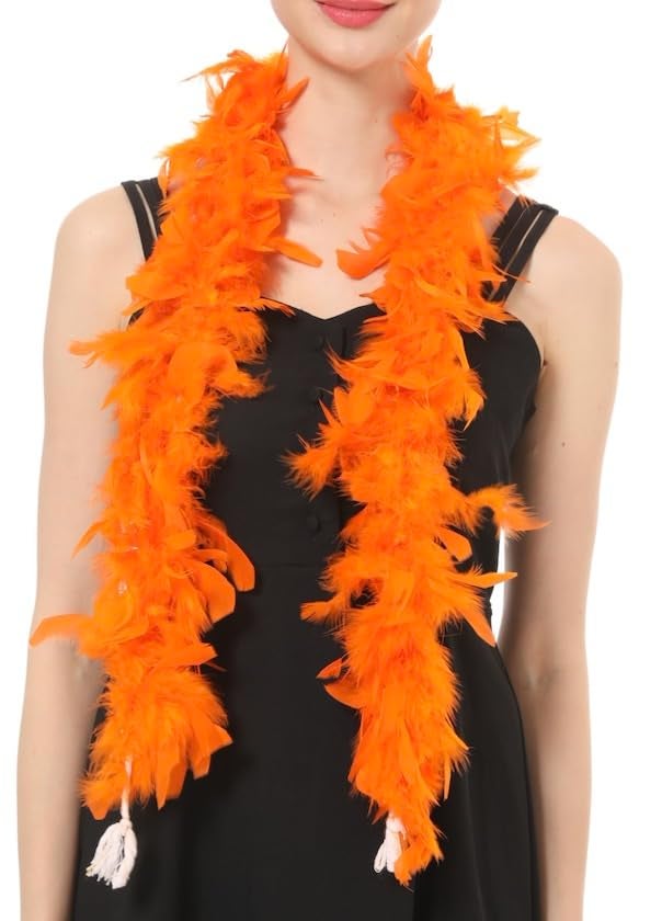 Flydreamfeathers Over 10 Color 25 Gram, 4 Feet Long Chandelle Feather Boa, Kids Feather Boa, Great for Party, Wedding, Halloween Costume, Christmas Tree, Decoration (Orange) - Image 3