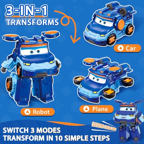 Super Wings Transformable Toys 5" Action Figure Supercharge Tobot Leo, 3 in 1 Rescue Bots Transforming Airplane Car Robot, Educational Toys for Boys and Girls Age 3+, Gifts for Preschool Kids - Image 2