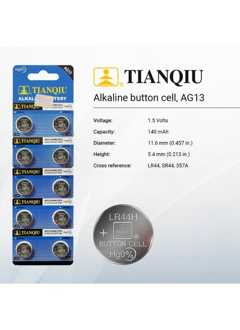 TIANQIU 50-Pieces Tianqiu AG13/ LR44H/ 357A 1.5V Alkaline Batteries  - Image 2