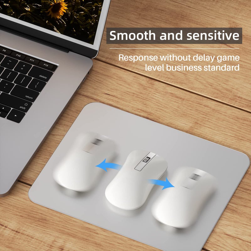 Liboer Aluminum Mouse Pad, Double Sided Material Mouse Mat, Hard Mouse Pad for Desk,Laptop, Computer, Office and Gaming Thin Hard Mouse Pad, Sliver - Image 4