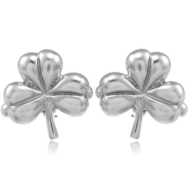 Alexander Castle Men's Cufflinks 925 Sterling Silver Shamrock Irish - 17mm x 17mm Celtic Cufflinks with Jewelry Gift Box