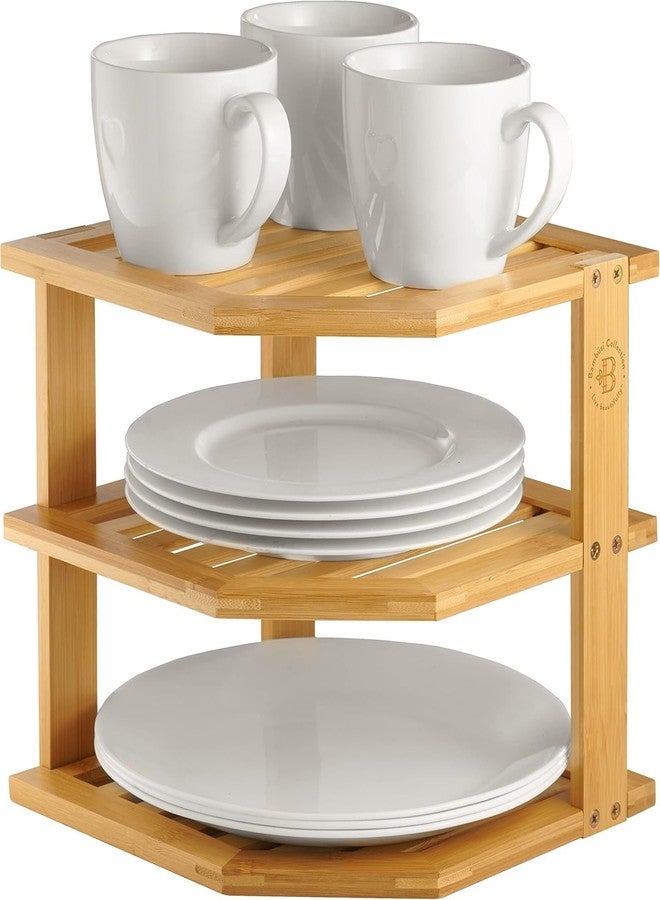 Matiko 3 Tier Bamboo Corner Shelf,Dish Drying Rack,Plate Organizer,Spice Rack for Countertop ＆ Cabinet,Bathroom Counter Organizer,Kitchen Cabinet Organizer,Pantry Organization and Storage - Image 2