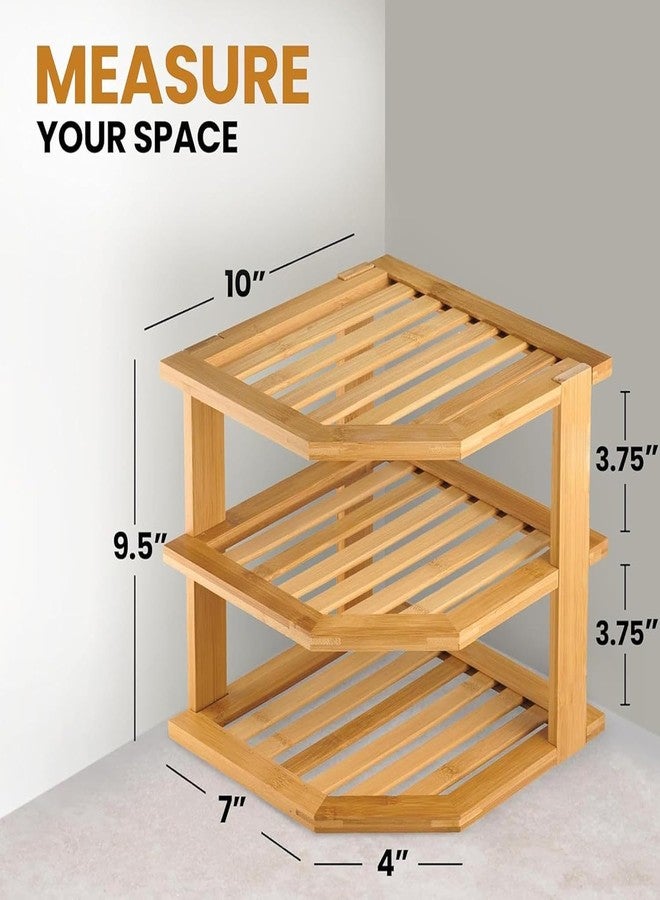 Matiko 3 Tier Bamboo Corner Shelf,Dish Drying Rack,Plate Organizer,Spice Rack for Countertop ＆ Cabinet,Bathroom Counter Organizer,Kitchen Cabinet Organizer,Pantry Organization and Storage - Image 3